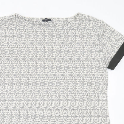 NEXT Womens Grey Geometric Polyester A-Line  Size 18  Crew Neck Pullover