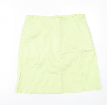 Daisy Womens Green  Cotton A-Line Skirt Size 10   Zip