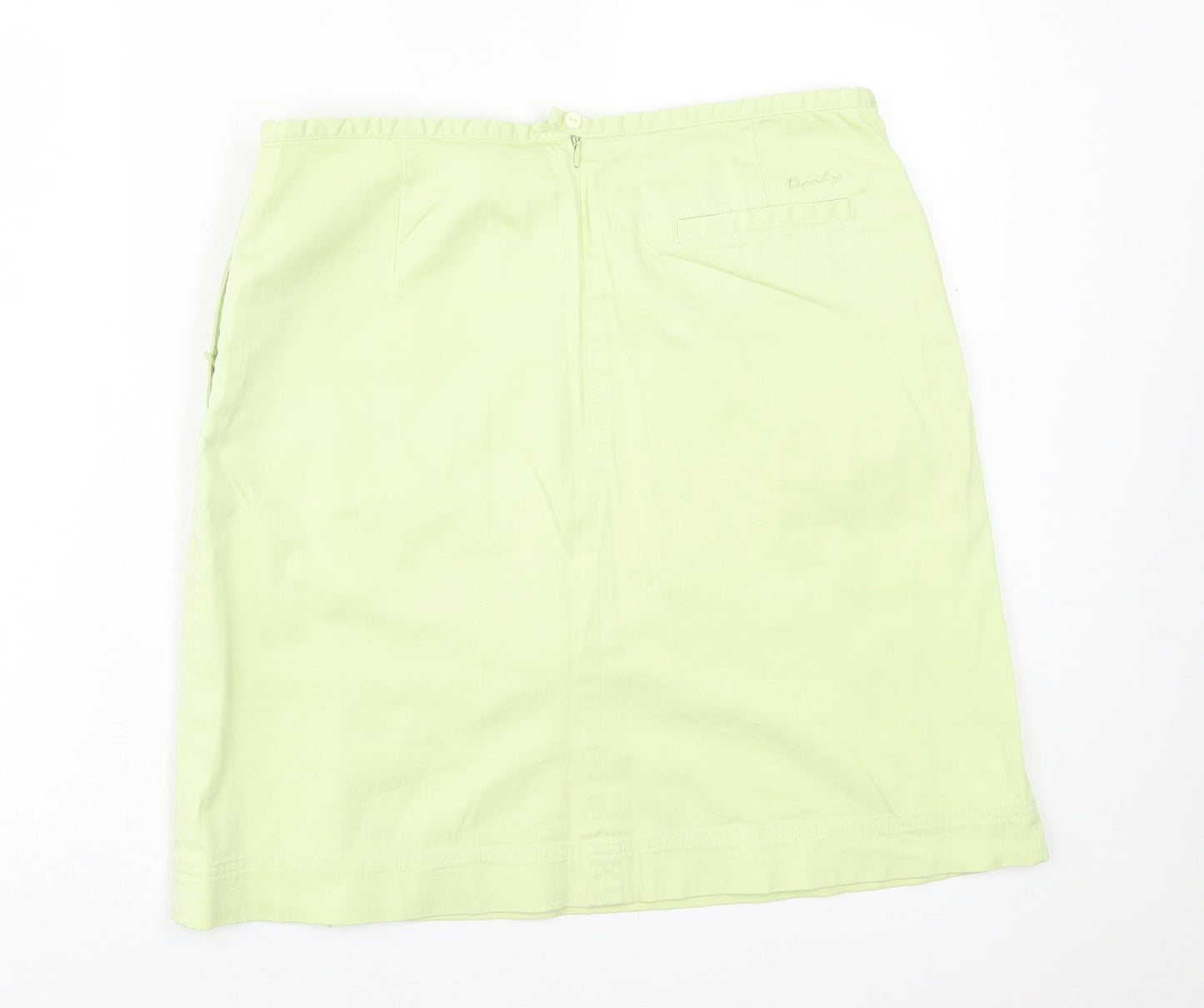 Daisy Womens Green  Cotton A-Line Skirt Size 10   Zip