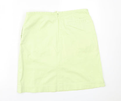 Daisy Womens Green  Cotton A-Line Skirt Size 10   Zip