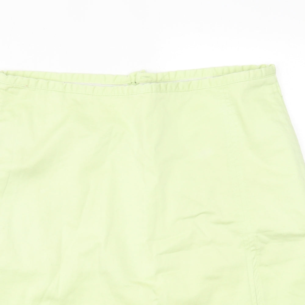 Daisy Womens Green  Cotton A-Line Skirt Size 10   Zip