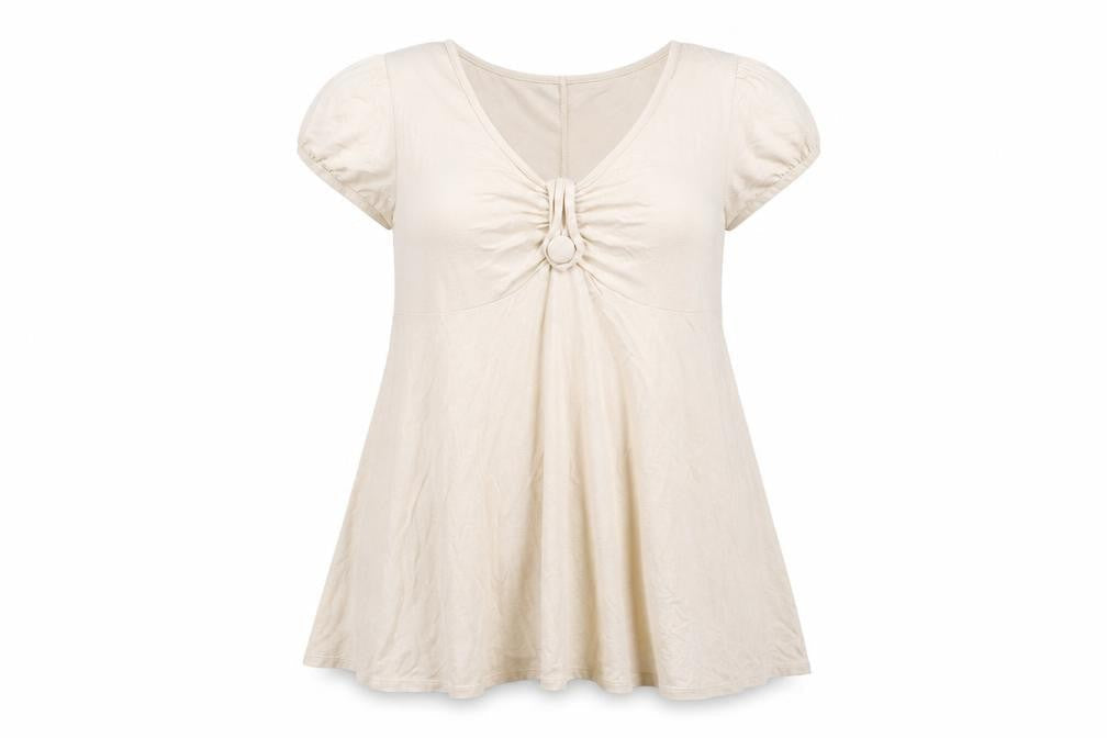 Womens UK Size 12 Evans Beige Basic T-Shirt