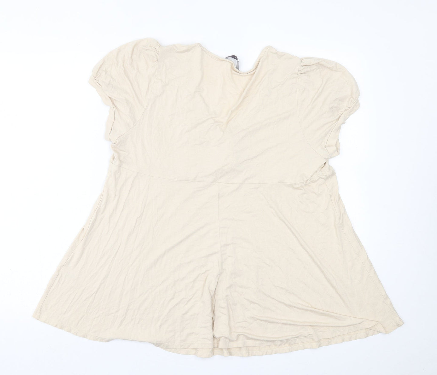 Evans Womens Beige  Viscose Basic T-Shirt Size 12 Scoop Neck