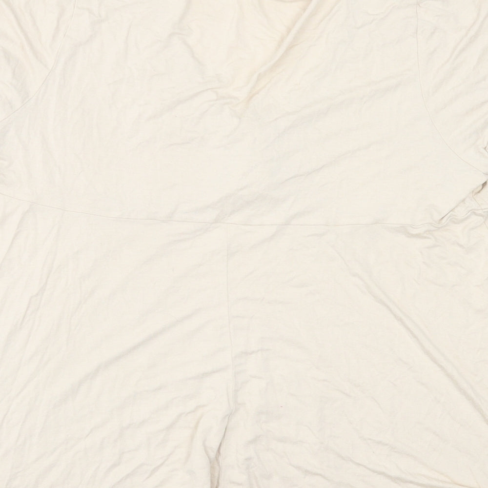 Evans Womens Beige  Viscose Basic T-Shirt Size 12 Scoop Neck