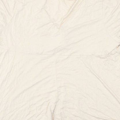 Evans Womens Beige  Viscose Basic T-Shirt Size 12 Scoop Neck