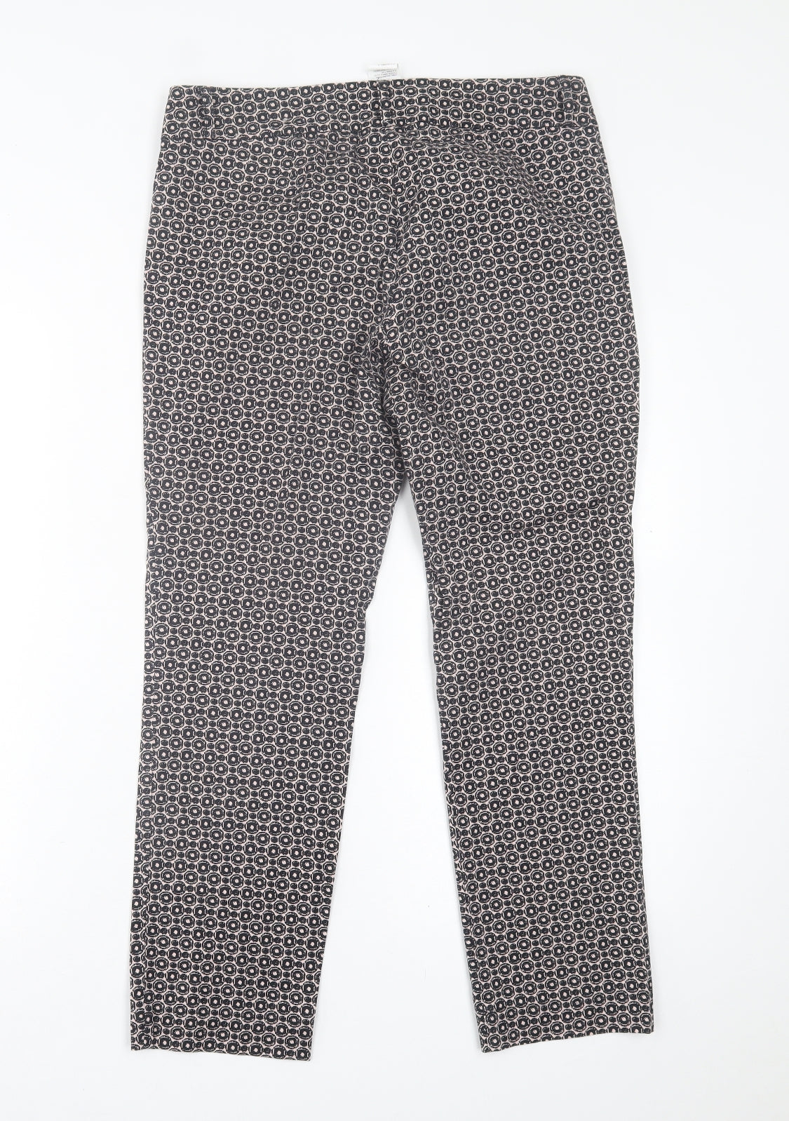 Barbara Lebek Womens Black Geometric Cotton Trousers  Size 10 L25 in Regular Button