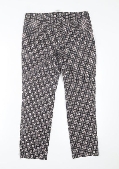 Barbara Lebek Womens Black Geometric Cotton Trousers  Size 10 L25 in Regular Button