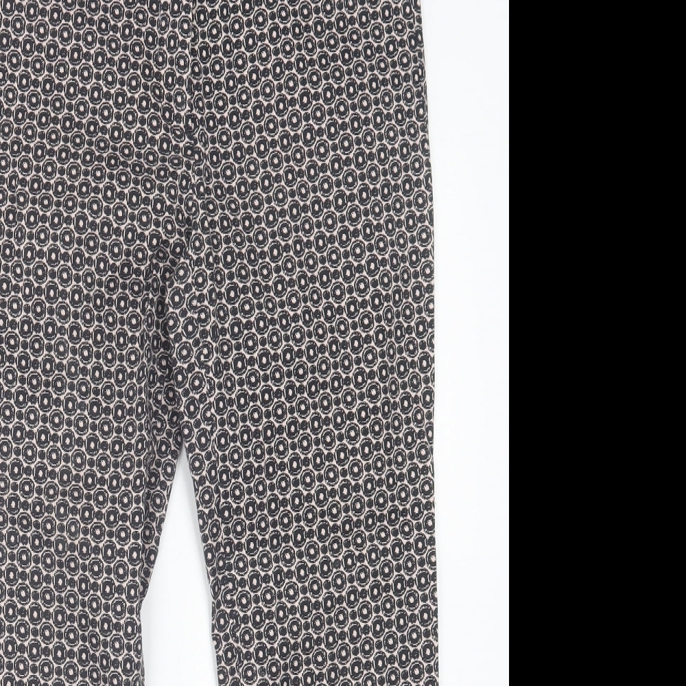 Barbara Lebek Womens Black Geometric Cotton Trousers  Size 10 L25 in Regular Button