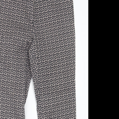 Barbara Lebek Womens Black Geometric Cotton Trousers  Size 10 L25 in Regular Button