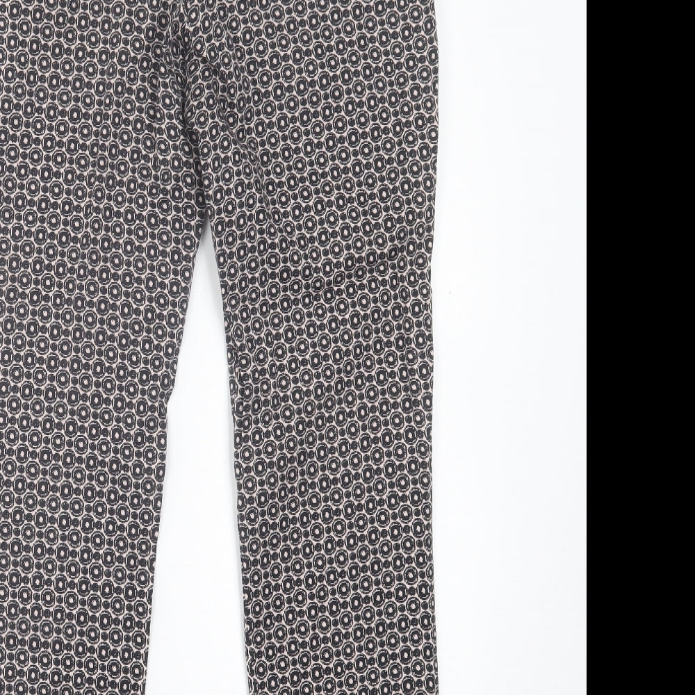 Barbara Lebek Womens Black Geometric Cotton Trousers  Size 10 L25 in Regular Button