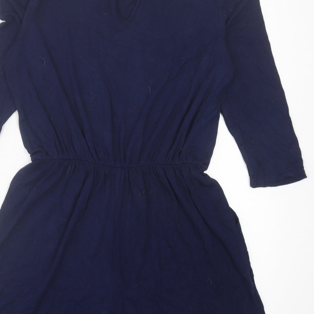 Boohoo Womens Blue  Viscose Playsuit One-Piece Size 8  Button