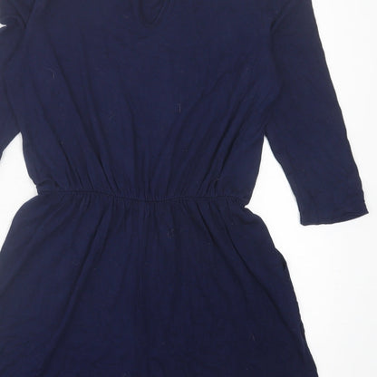 Boohoo Womens Blue  Viscose Playsuit One-Piece Size 8  Button