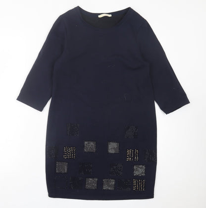 Free Still Womens Blue  Cotton A-Line  Size S  Crew Neck Pullover