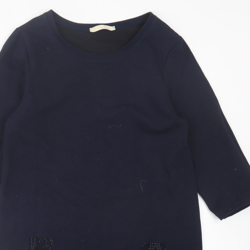 Free Still Womens Blue  Cotton A-Line  Size S  Crew Neck Pullover