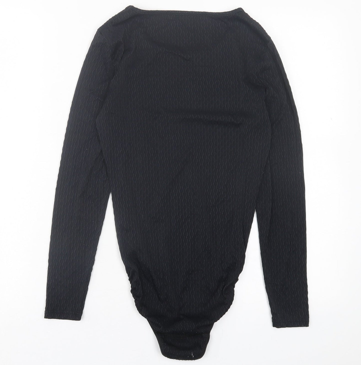 St.Micheal Womens Black  Nylon Bodysuit One-Piece Size 12  Button