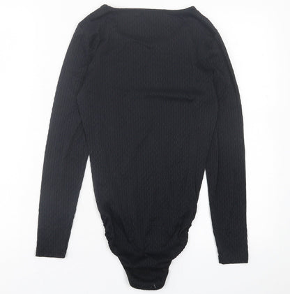St.Micheal Womens Black  Nylon Bodysuit One-Piece Size 12  Button