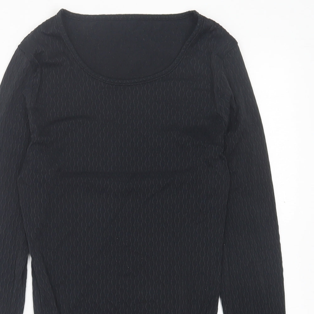 St.Micheal Womens Black  Nylon Bodysuit One-Piece Size 12  Button