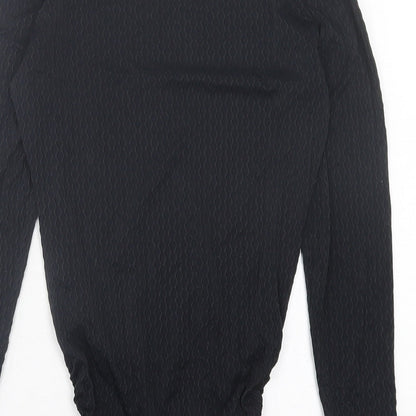 St.Micheal Womens Black  Nylon Bodysuit One-Piece Size 12  Button