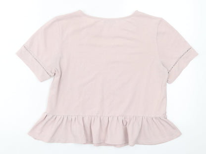 Womens UK Size M Pull&Bear Pink Basic T-Shirt