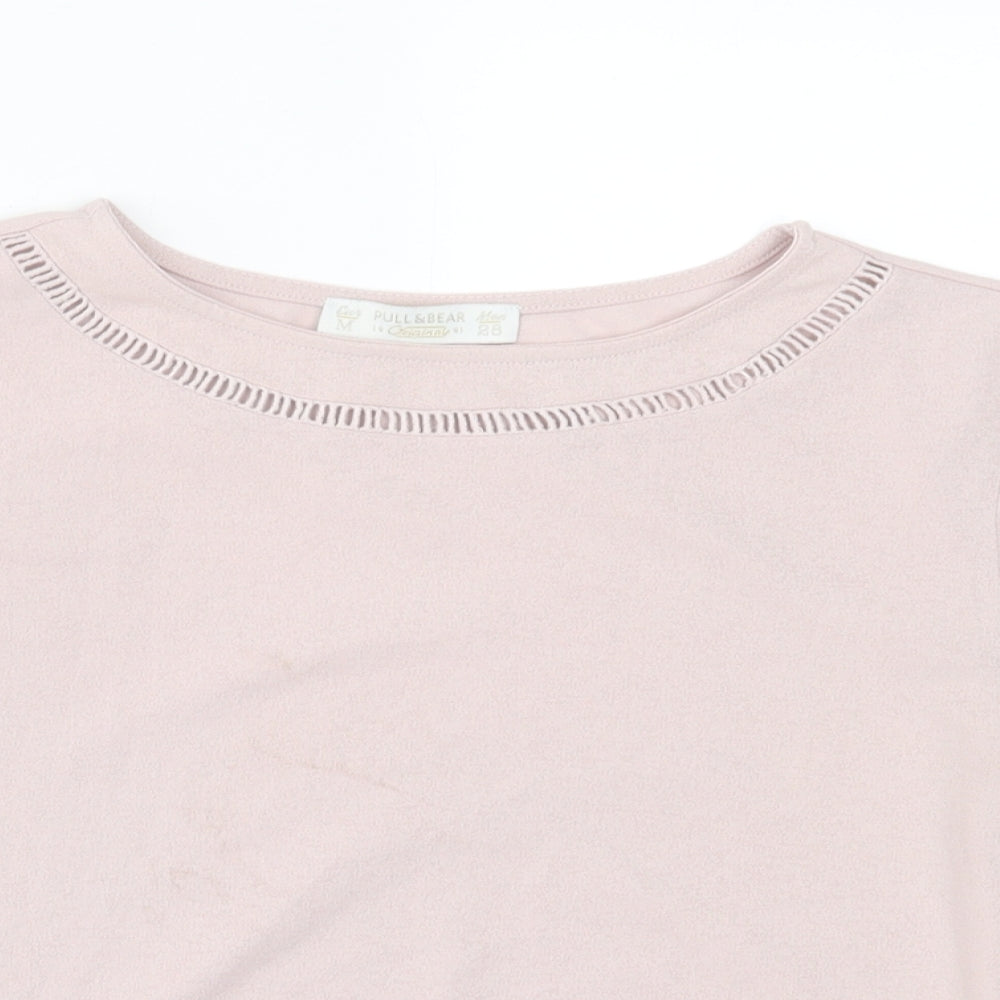 Womens UK Size M Pull&Bear Pink Basic T-Shirt