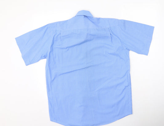 Cedar Wood State Mens Blue Plaid Polyester  Polo Size S Collared