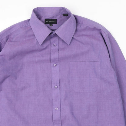 Mens UK Size 38 Burton Purple  Button-Up Long Sleeve Casual Shirt