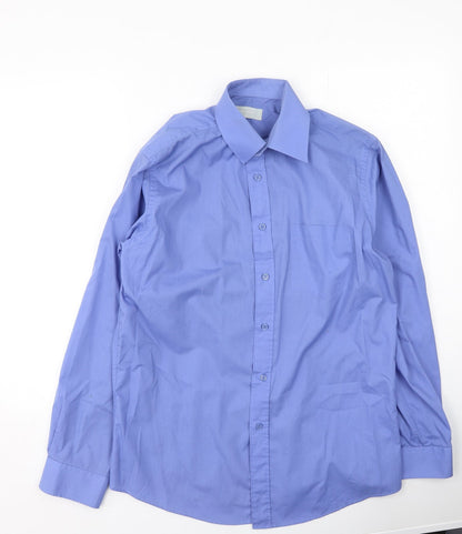 Mens UK Size 38 Dunnes Stores Blue  Button-Up Long Sleeve Casual Shirt