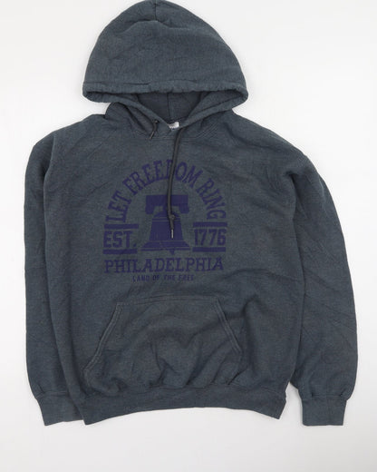 Gildan Womens Grey  Cotton Pullover Hoodie Size M