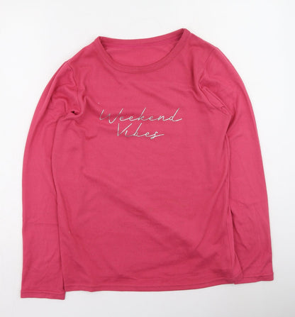 Pep & Co Womens Pink  Polyester Basic Blouse Size 8 Round Neck