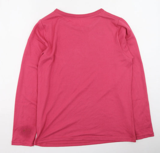 Pep & Co Womens Pink  Polyester Basic Blouse Size 8 Round Neck