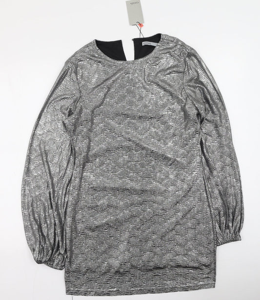 Oasis Womens Silver  Polyester Bodycon  Size L  Round Neck
