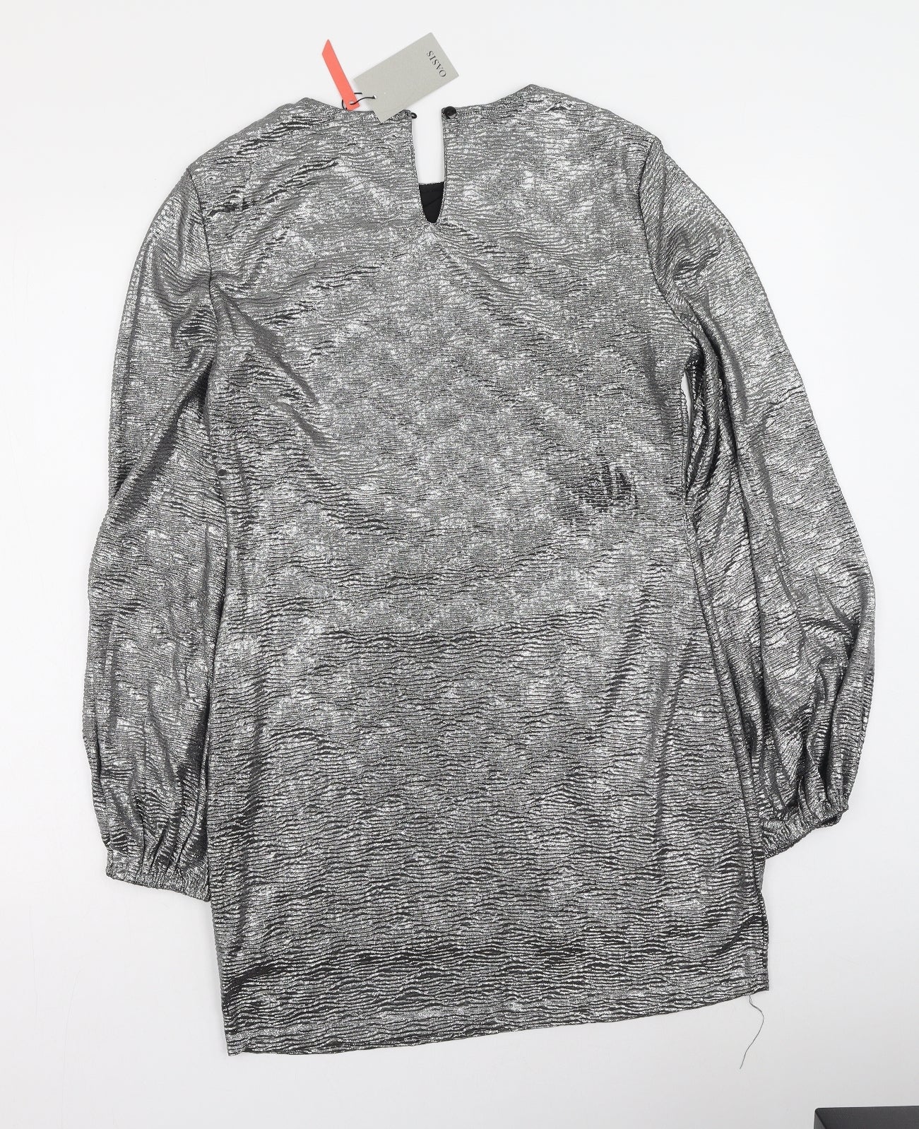 Oasis Womens Silver  Polyester Bodycon  Size L  Round Neck