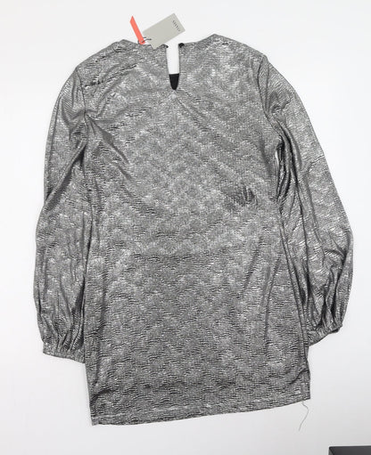 Oasis Womens Silver  Polyester Bodycon  Size L  Round Neck