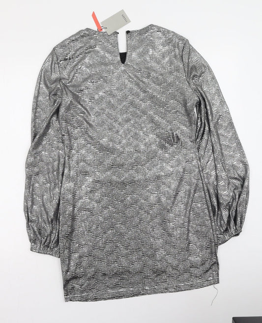 Oasis Womens Silver  Polyester Bodycon  Size L  Round Neck
