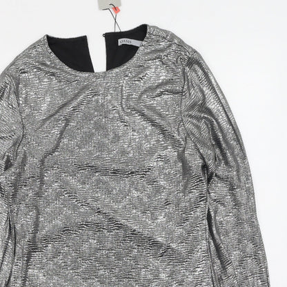 Oasis Womens Silver  Polyester Bodycon  Size L  Round Neck
