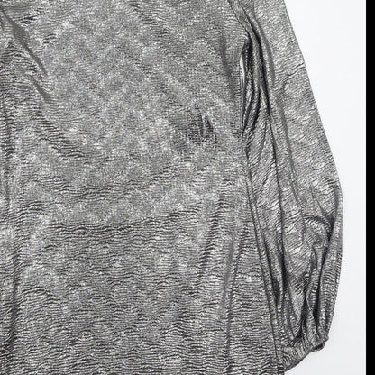 Oasis Womens Silver  Polyester Bodycon  Size L  Round Neck