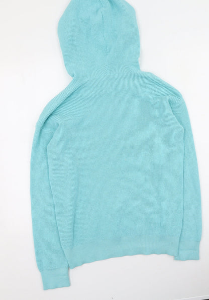 Gallery Womens Blue  Cotton Pullover Hoodie Size S