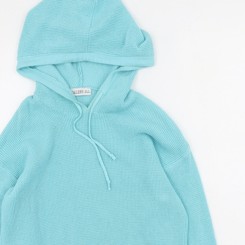 Gallery Womens Blue  Cotton Pullover Hoodie Size S