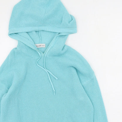 Gallery Womens Blue  Cotton Pullover Hoodie Size S