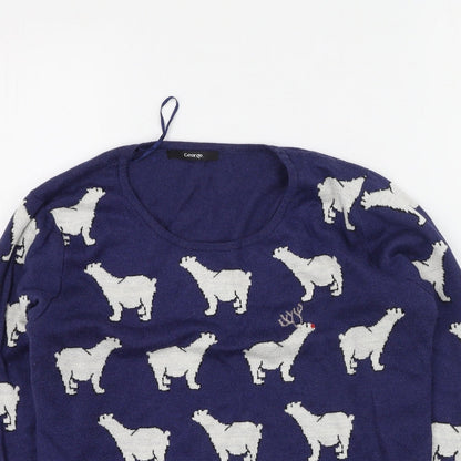 George  Womens Multicoloured Round Neck  Polyester Pullover Jumper Size 14