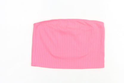 Boohoo Womens Pink  Polyester Cropped Tank Size 10 Off the Shoulder - Boob Tube