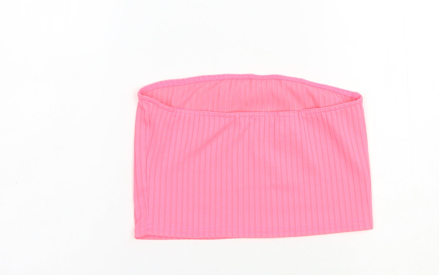 Boohoo Womens Pink  Polyester Cropped Tank Size 10 Off the Shoulder - Boob Tube