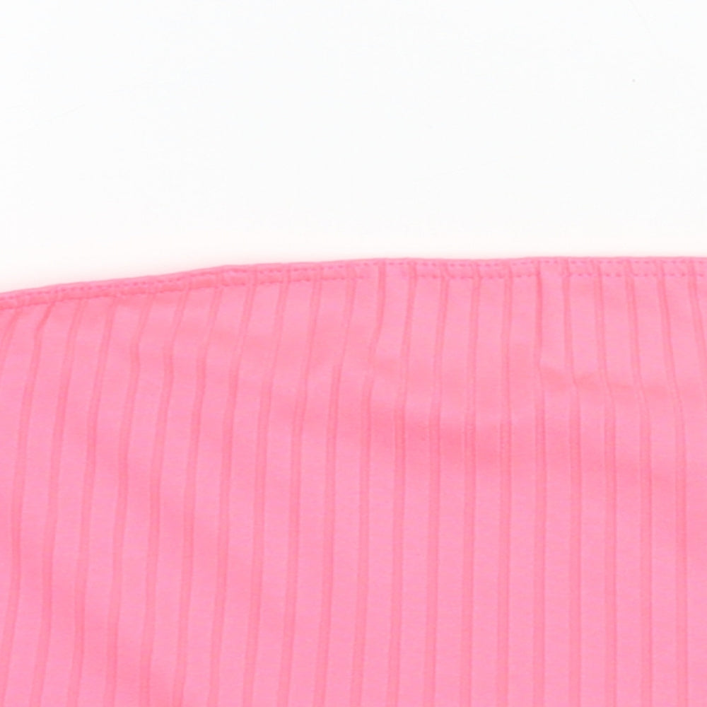 Boohoo Womens Pink  Polyester Cropped Tank Size 10 Off the Shoulder - Boob Tube