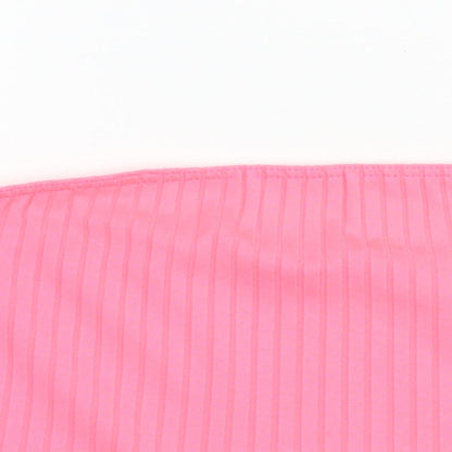 Boohoo Womens Pink  Polyester Cropped Tank Size 10 Off the Shoulder - Boob Tube