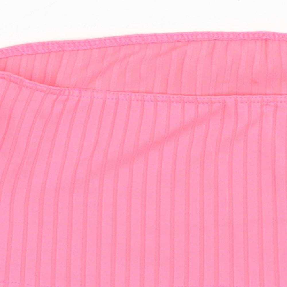 Boohoo Womens Pink  Polyester Cropped Tank Size 10 Off the Shoulder - Boob Tube