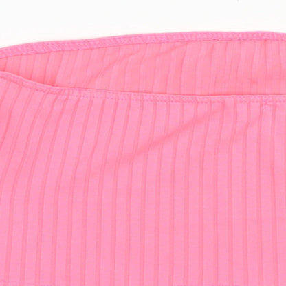 Boohoo Womens Pink  Polyester Cropped Tank Size 10 Off the Shoulder - Boob Tube