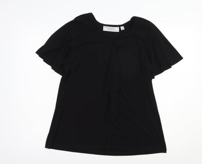 Simontons Womens Black  Polyester Basic Blouse Size M V-Neck