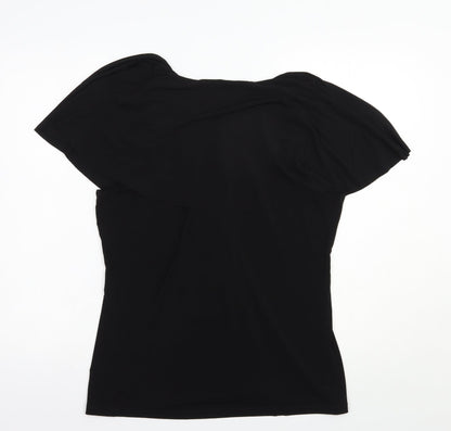 Simontons Womens Black  Polyester Basic Blouse Size M V-Neck