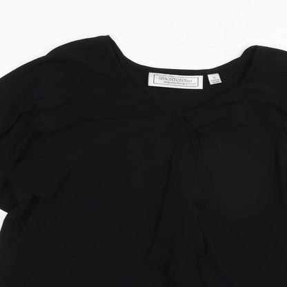 Simontons Womens Black  Polyester Basic Blouse Size M V-Neck