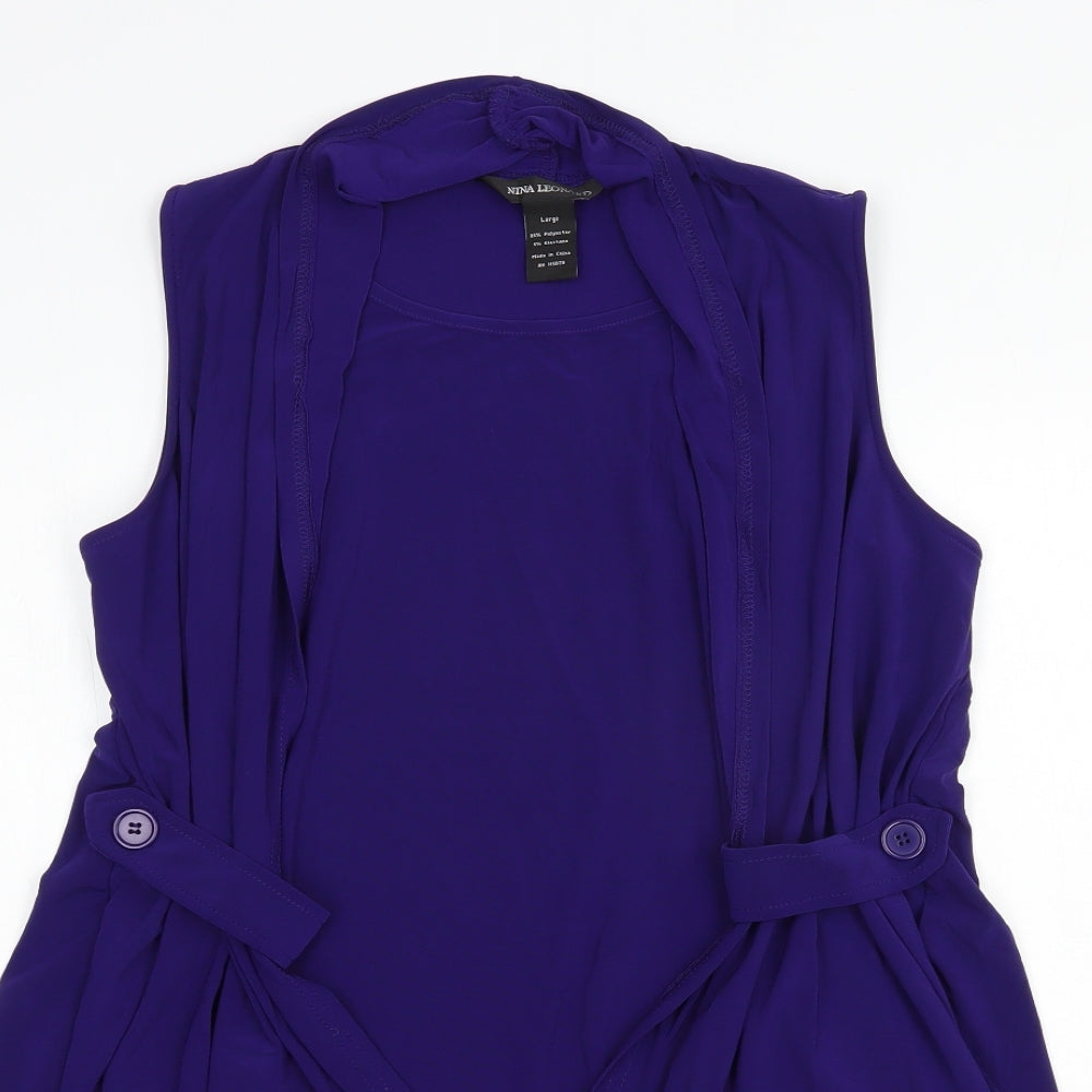 Womens UK Size L Nina Leonard Purple Basic Blouse